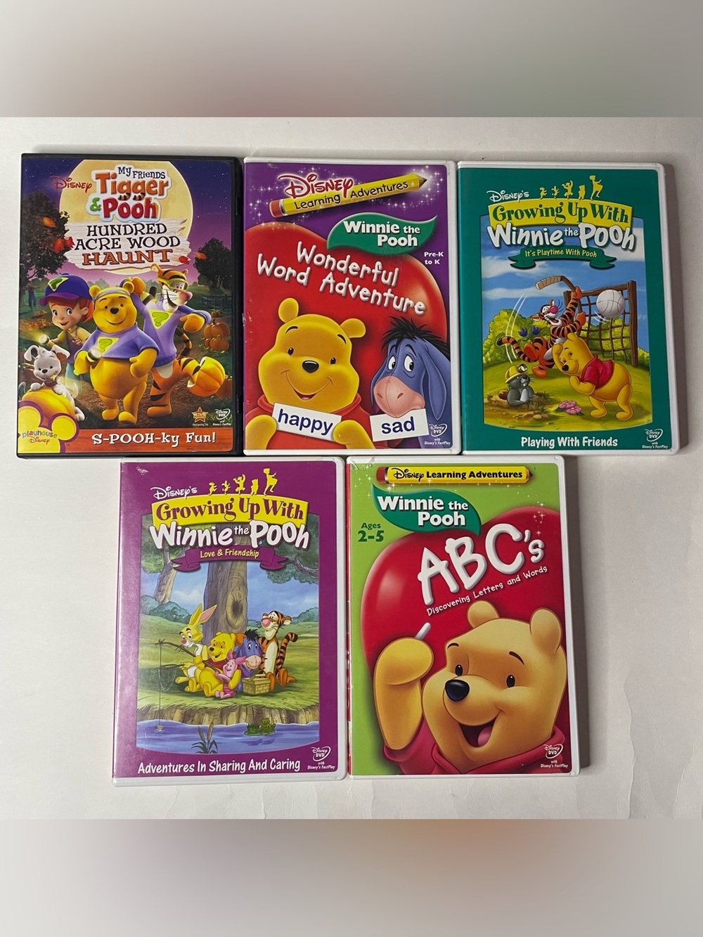 Lot of 5 Winnie The Pooh DVDs - Halloween Educational Learning Adventures ABC